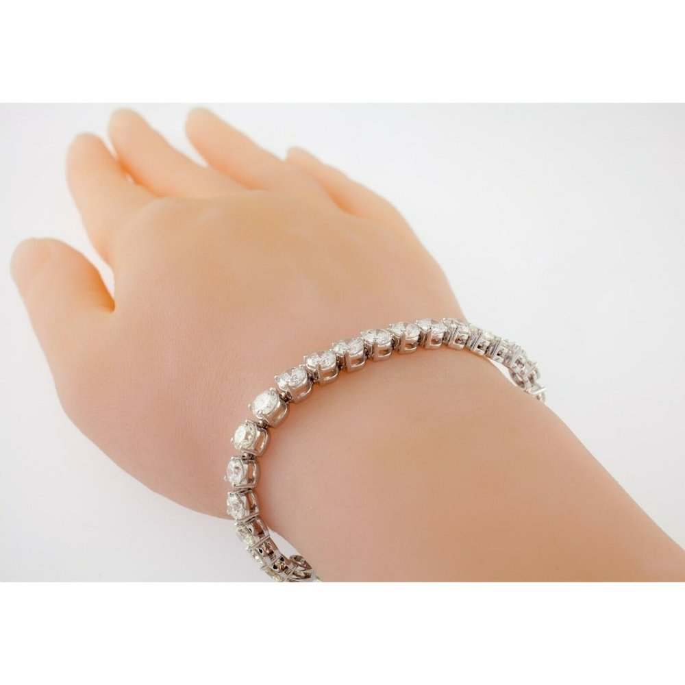 18k White Gold Round Diamond Tennis Bracelet TDW = 14.51 ct 6.75" - Picture 9 of 9